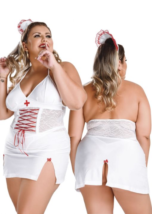 HG002 Naughty Nurse Hot Flowers Costume Plus Size